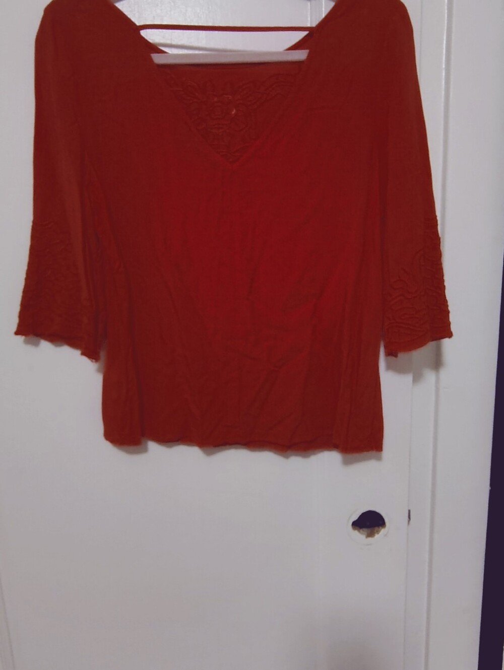 Red Embroidery Top With String In Back Showing Summer Fun Cute Design - Picture 9 of 9